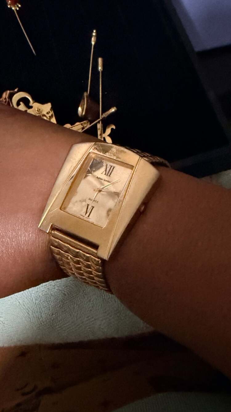 Adrian Jordan Vintage Gold-Tone Quartz Rectangular Bracelet Watch